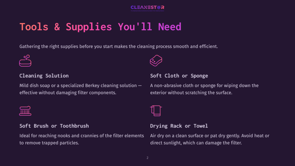 2 Tools And Supplies Youll Need 6 A Dark Purple Background With White Text And Icons Titled &Quot;Tools &Amp; Supplies You'Ll Need.&Quot; Icons And Descriptions For &Quot;Cleaning Solution,&Quot; &Quot;Soft Cloth Or Sponge,&Quot; &Quot;Soft Brush Or Toothbrush,&Quot; And &Quot;Drying Rack Or Towel.&Quot; The Text Provides Information On Each Tool And Supply Needed For The Cleaning Process.