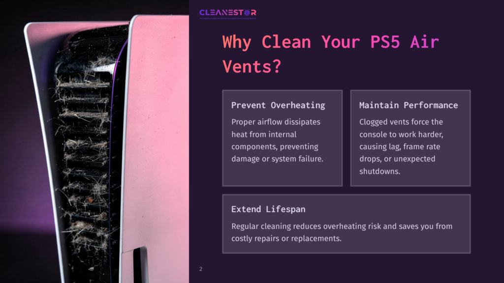 Close-Up Of A Pink Playstation 5 Console With Heavily Dust-Clogged Air Vents, Illustrating The Need For Cleaning To Prevent Overheating And Maintain Performance.