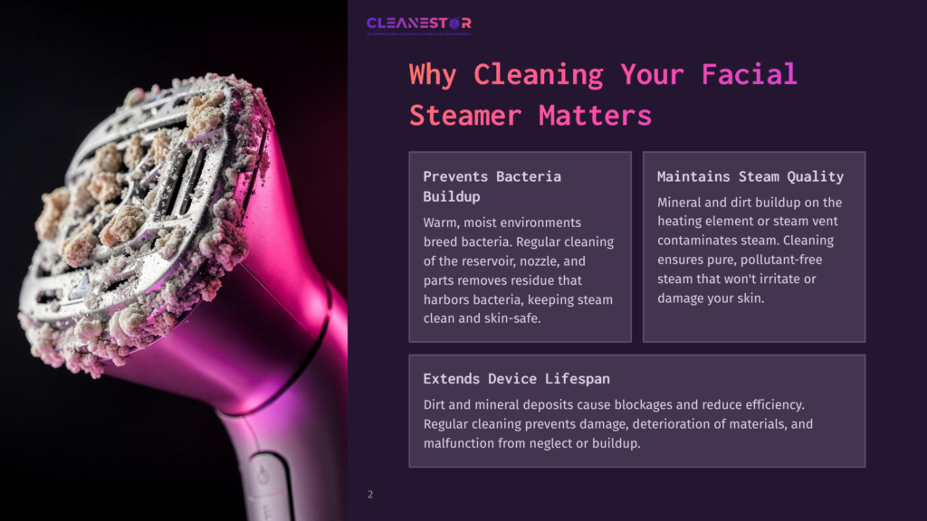 2 Why Cleaning Your Facial Steamer Matters Close-Up Of A Clogged Facial Steamer Nozzle With Mineral Buildup, Highlighting The Need For Regular Cleaning To Prevent Bacteria And Maintain Steam Quality.