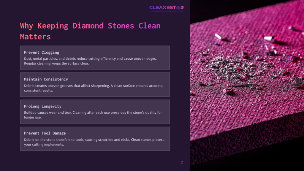 Close-Up Of A Textured, Dark Pink Surface With Scattered Diamond Dust And Water Droplets, Suggesting A Cleaning Or Polishing Context.