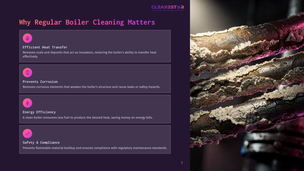 Close-Up Of Heavily Corroded Boiler Pipes Covered In Mineral Deposits And Rust, Illustrating The Need For Regular Boiler Cleaning And Maintenance.