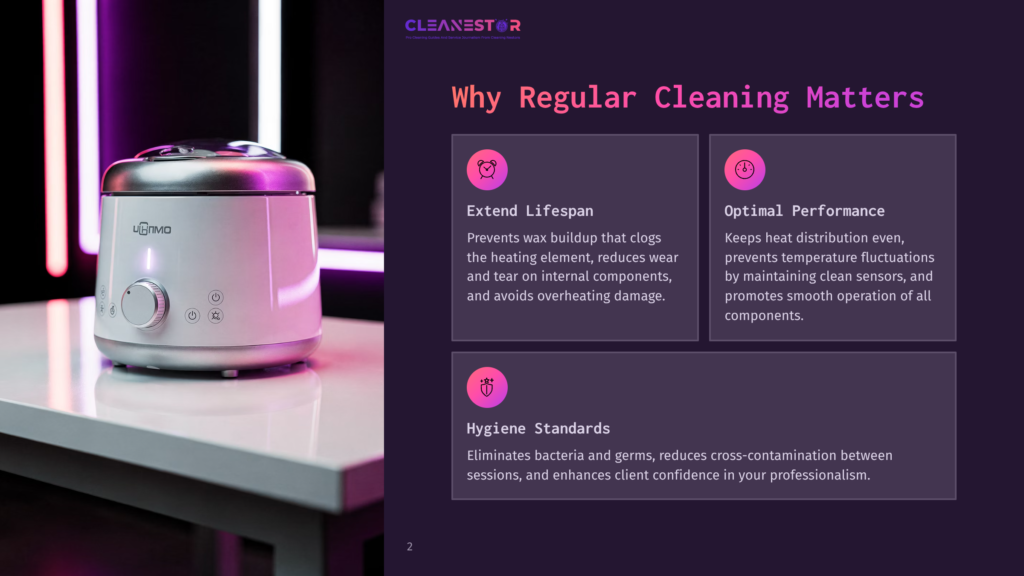 A Sleek Pink Rice Cooker With A Silver Lid Sits On A White Table, Highlighting The Importance Of Regular Cleaning. Nearby, A Purple And Blue Gradient Background Displays Text About Extending Lifespan And Optimal Performance.