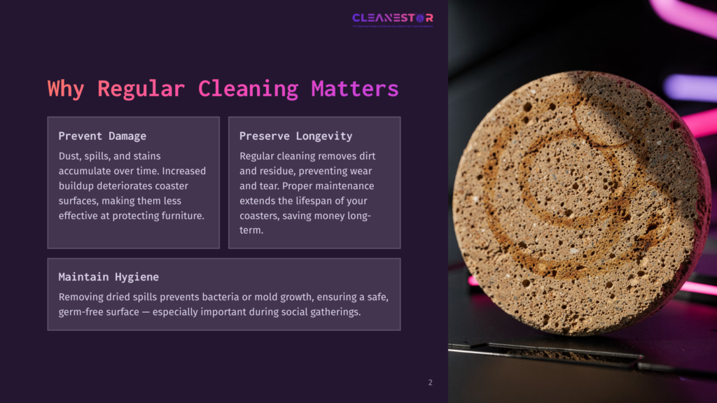 Cleanestar Logo With Text &Quot;Pro Cleaning Solutions For Every Home &Amp; Business.&Quot; Background Features A Dark, Textured Circular Object With A Spiral Pattern, Illuminated By Vibrant Pink And Purple Neon Lights.