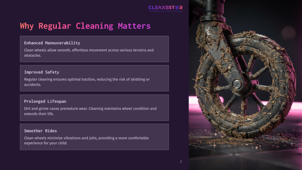 Close-Up Of A Dirty Scooter Wheel Covered In Mud And Debris, Illustrating The Need For Regular Cleaning And Maintenance For Enhanced Maneuverability And Prolonged Lifespan.