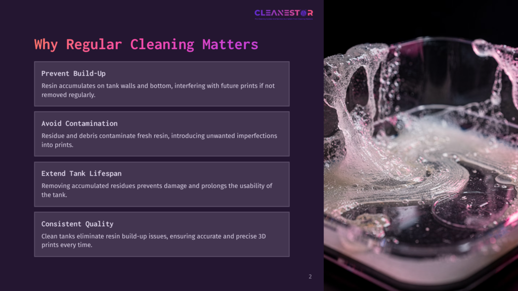 2 Why Regular Cleaning Matters 38 Close-Up Of A 3D Printer Resin Vat With A Splash Of Clear Resin Obscuring The Build Plate, Illustrating The Importance Of Regular Cleaning For Consistent Quality And Avoiding Contamination.