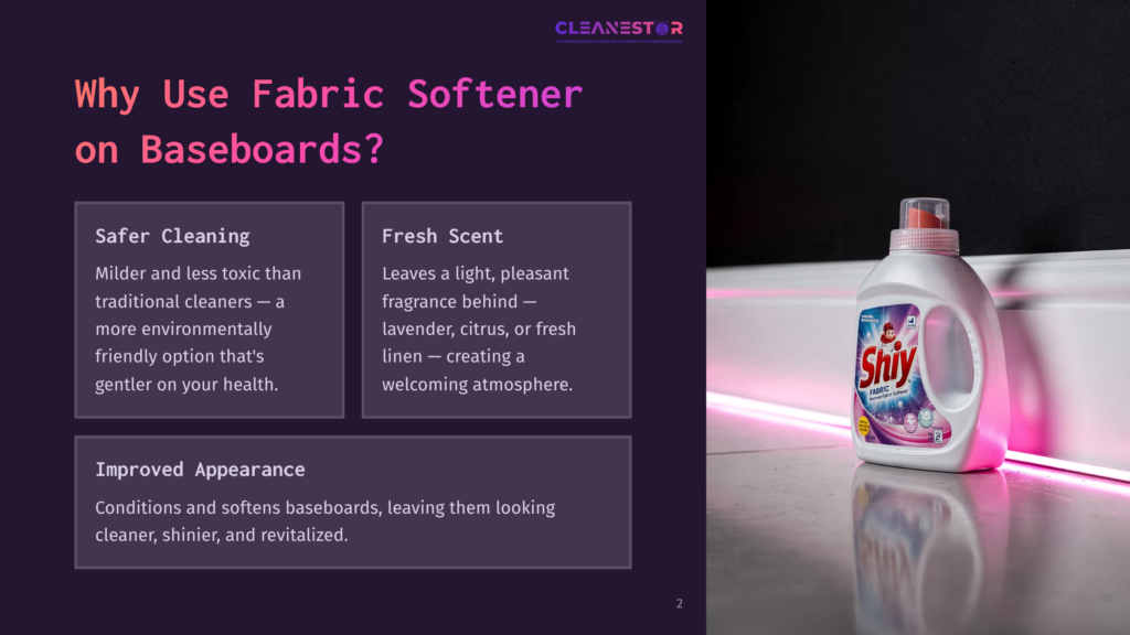 A Bottle Of Shiy Brand Fabric Softener With A Pink Label Sits On A Tiled Floor Next To A Pink Neon Light Strip.