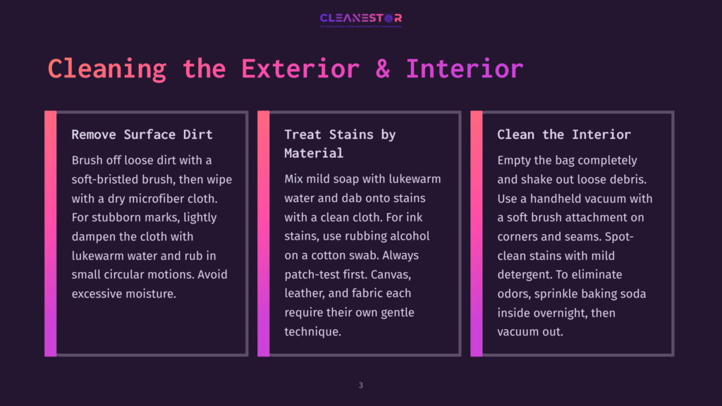 Infographic Detailing How To Clean The Exterior And Interior Of A Car, With Three Distinct Columns: &Quot;Remove Surface Dirt,&Quot; &Quot;Treat Stains By Material,&Quot; And &Quot;Clean The Interior.