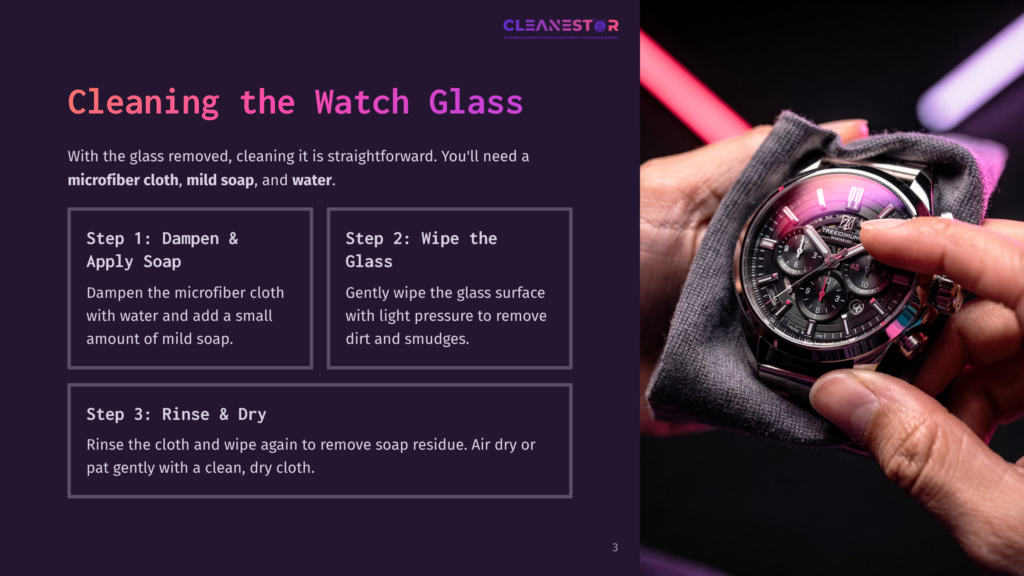 Close-Up Of A Person'S Hand Gently Wiping A Luxury Watch With A Gray Microfiber Cloth. The Watch Face Shows Intricate Details And Subdials.