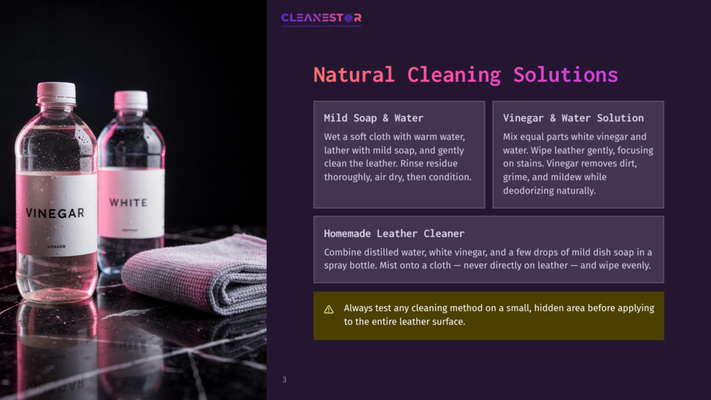 Two Bottles Of Cleaning Solutions, One Labeled &Quot;Vinegar&Quot; And The Other &Quot;White&Quot;, Sit Next To A Neatly Folded Gray Cloth On A Dark, Reflective Surface. The Bottles Have White Caps And Clear Liquid Inside, With Minimalist White Labels.