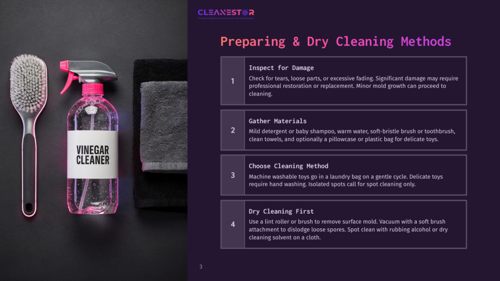 A Pink Spray Bottle Labeled &Quot;Vinegar Cleaner&Quot; Sits On A Dark Surface Next To Cleaning Brushes And A Black Towel, With A Graphic Overlay Detailing Dry Cleaning Methods.