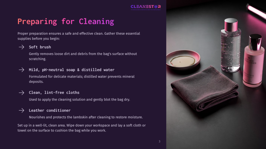 Two Bottles Of Leather Cleaner And Conditioner Sit Next To A Soft Cleaning Cloth On A Dark Surface, With A Small Dish Of Cleaning Solution In The Foreground.