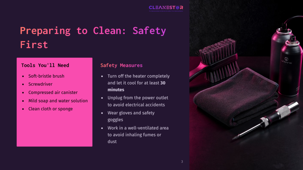 A Cleaning Kit For Electronics Includes A Soft-Bristle Brush, Compressed Air Canister, Mild Soap And Water Solution, And A Clean Cloth. Text On The Left Lists &Quot;Tools You'Ll Need&Quot; For Cleaning.