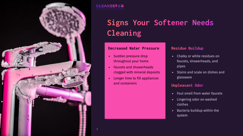 Close-Up Of A Modern Chrome Faucet And Showerhead Heavily Encrusted With White Mineral Deposits And Limescale, Indicating The Need For Water Softener Cleaning.