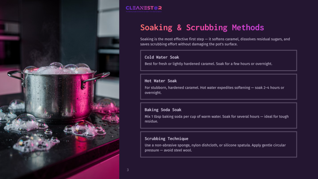 A Stainless Steel Pot Filled With Soapy Water And Bubbles Sits On A Black Stovetop, With A Pinkish-Purple Light Reflecting On The Surface.