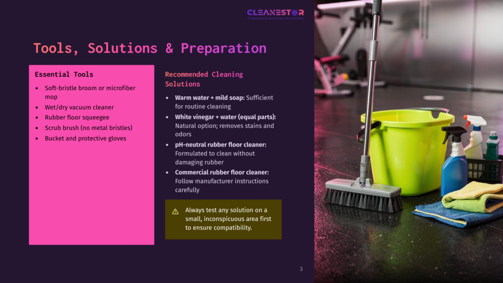 3 Tools Solutions And Preparation A Cleaning Supply Setup Featuring A Broom, Bucket, And Cleaning Solutions, With Text Overlay Listing Essential Tools And Recommended Cleaning Methods For Effective Floor Care.