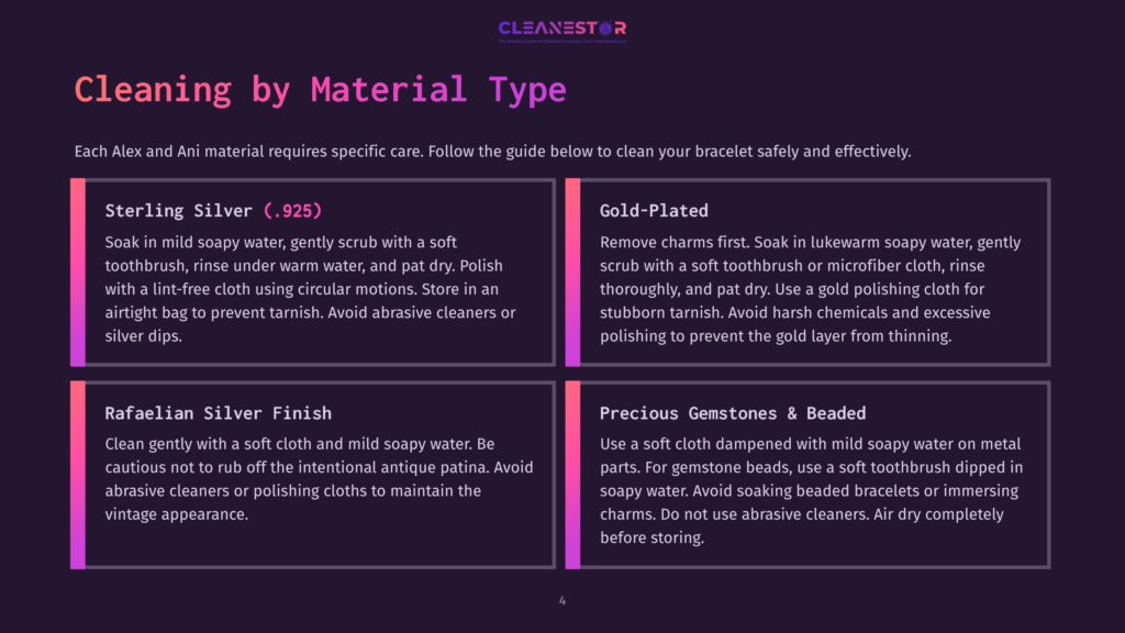 Guide To Cleaning Jewelry By Material: Sterling Silver, Gold-Plated, Rafaellian Silver Finish, And Precious Gemstones &Amp; Beaded Jewelry.
