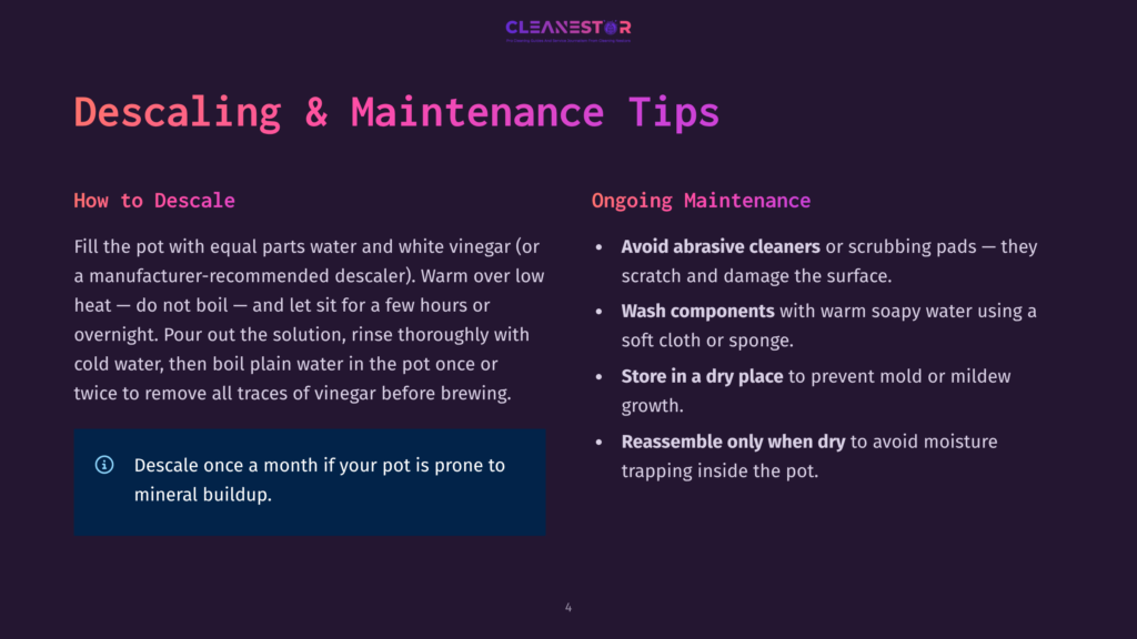 Descaling And Maintenance Tips For Your Pot. Learn How To Descale And Perform Ongoing Maintenance For Your Pot To Prevent Mineral Buildup And Keep It In Top Condition.