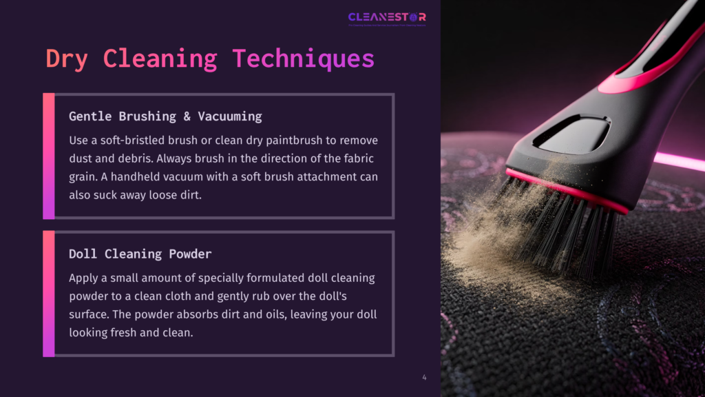 Close-Up Of A Pink And Black Vacuum Cleaner Brush Head On A Dark Textured Surface, With Fine Dust And Debris Being Lifted By The Bristles. The Image Illustrates Gentle Cleaning Techniques.