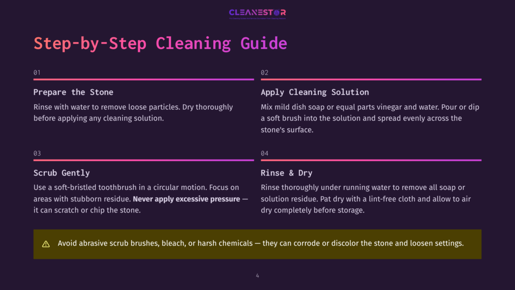 Step-By-Step Guide To Cleaning Stone Surfaces: Rinse Stone, Apply Cleaning Solution With Mild Soap Or Vinegar, Scrub Gently, And Rinse &Amp; Dry Thoroughly. Avoid Harsh Chemicals.