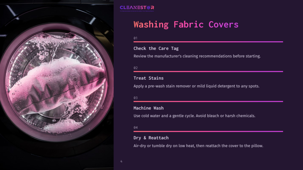 A Pink Pillow Is Being Washed In A Front-Loading Washing Machine, With Water And Suds Swirling Around It. The Washing Machine Drum Is Illuminated With Bright Pink And Purple Led Lights, Creating A Vibrant And Clean Aesthetic.