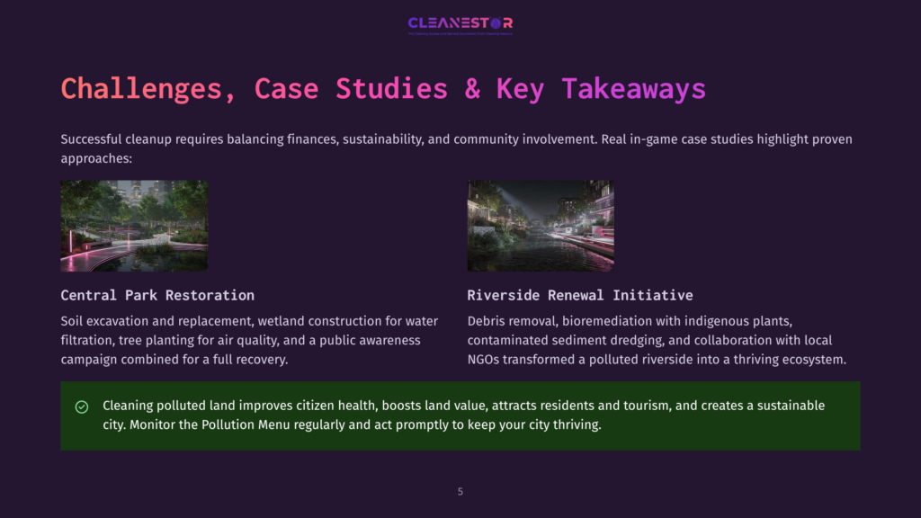 5 Challenges Case Studies And Key Takeaways A Modern Park Restoration Project At Night, Featuring Illuminated Walkways, Lush Greenery, And Water Features, Highlighting Sustainable Urban Development And Environmental Initiatives.
