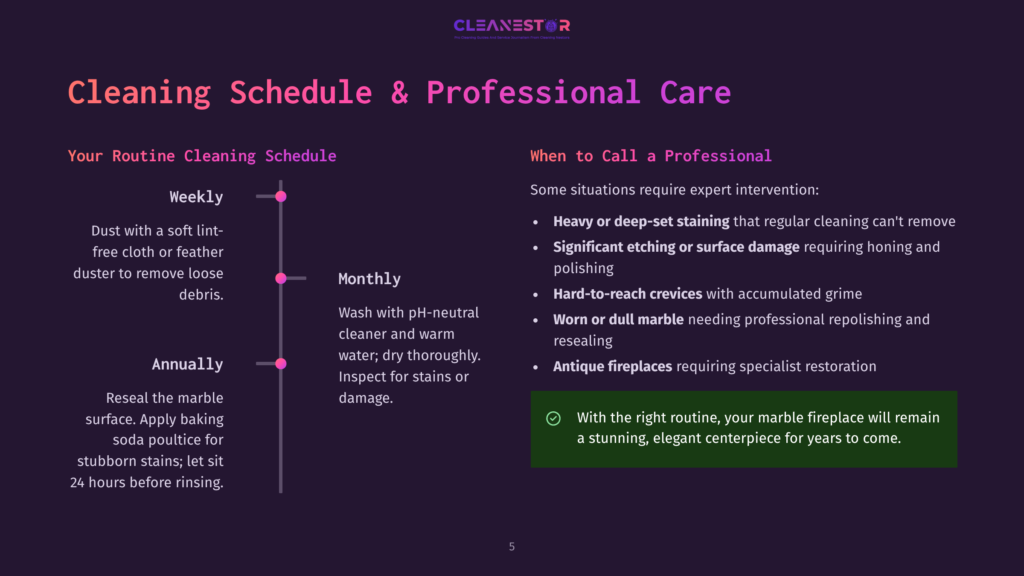 Cleaning Schedule &Amp; Professional Care: Weekly, Monthly, And Annually Cleaning Tips And When To Call A Professional For Marble Care.