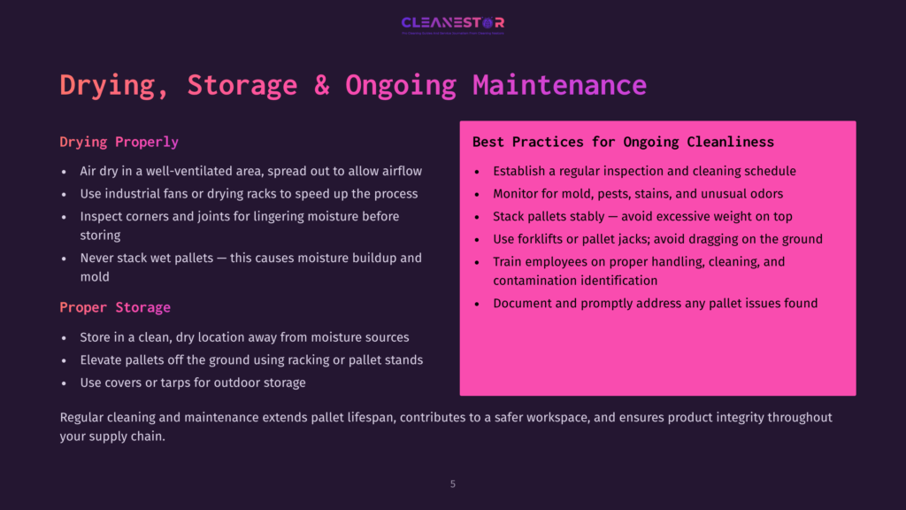 5 Drying Storage And Ongoing Maintenance 1 Drying, Storage &Amp; Ongoing Maintenance: Tips For Proper Drying, Storage, And Ongoing Cleanliness, Including Regular Inspections And Proper Handling.