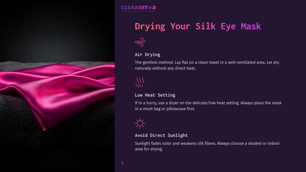 Close-Up Of A Luxurious, Vibrant Fuchsia Silk Scarf Draped Over A Dark Surface, Showcasing Its Smooth Texture And Elegant Folds. The Image Is Part Of A Guide On Drying Silk Eye Masks.