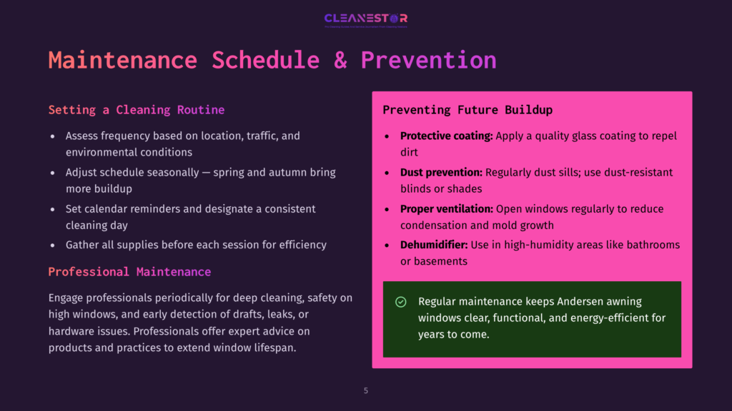 Cleanestor Maintenance Schedule And Prevention Tips: Setting A Cleaning Routine And Preventing Future Buildup With Protective Coating, Dust Prevention, Proper Ventilation, And Dehumidifier Use.
