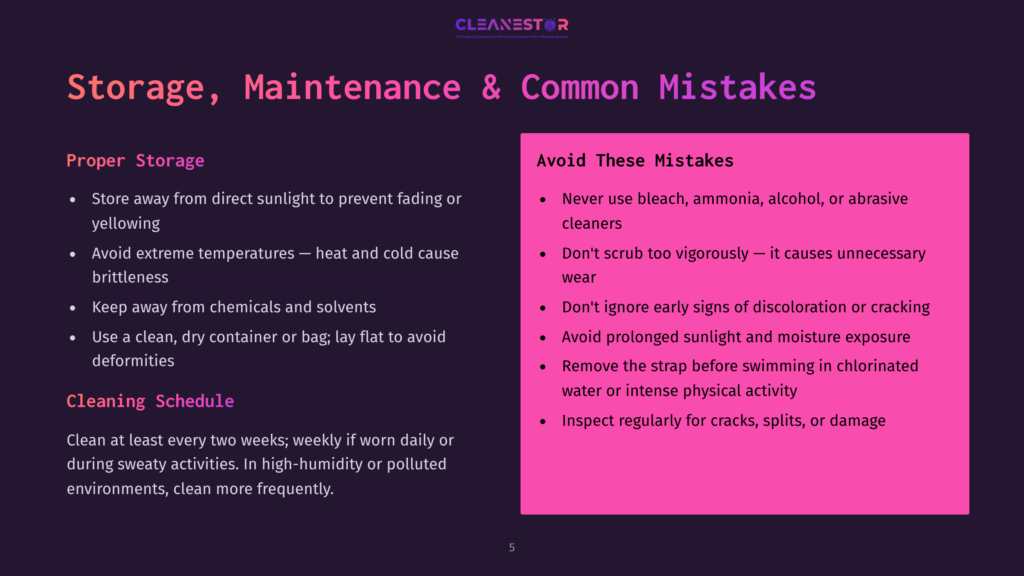 5 Storage Maintenance And Common Mistakes Cleanestor Guide: Storage, Maintenance, And Common Mistakes. Features Tips For Proper Storage, Cleaning Schedules, And Things To Avoid Like Harsh Chemicals And Prolonged Sun Exposure.