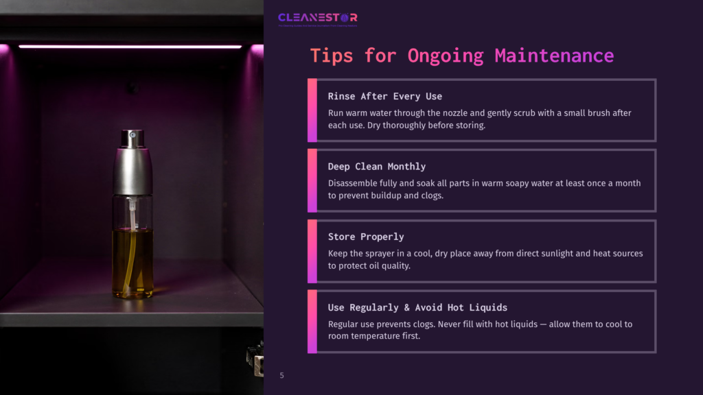 Cleanestor Spray Bottle Cleaning Tips: Rinse After Every Use, Deep Clean Monthly, Store Properly, And Avoid Hot Liquids For Optimal Maintenance.