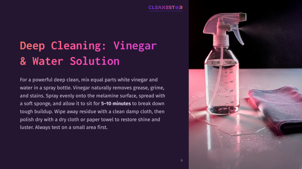 A Spray Bottle Filled With A Clear Liquid, Likely A Vinegar And Water Solution For Deep Cleaning, Sits On A Wet Surface Next To A Folded Grey Cloth. The Bottle Has Measurement Markings And A Spray Nozzle. The Scene Is Illuminated With Pink And Blue Light.