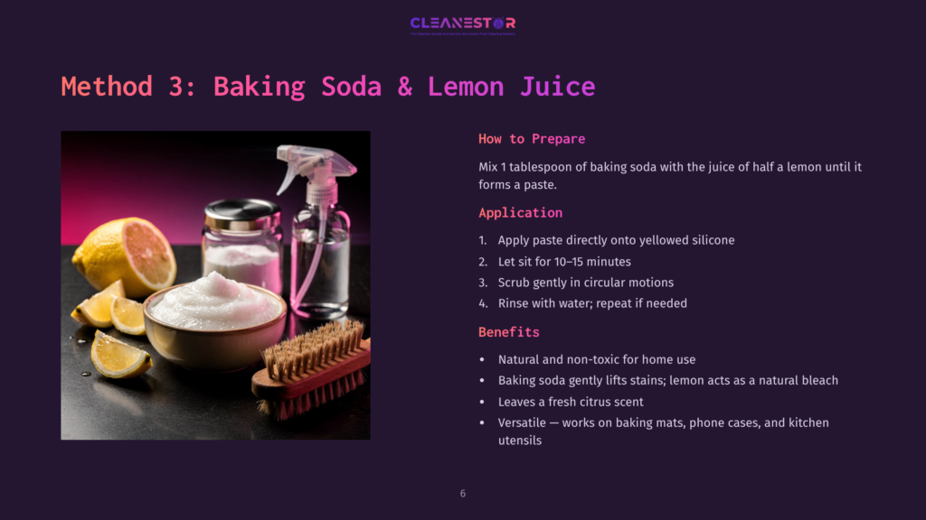 Method 3: Baking Soda &Amp; Lemon Juice. A Bowl Of White Foam Sits Next To A Halved Lemon And Two Jars, With A Spray Bottle In The Background.