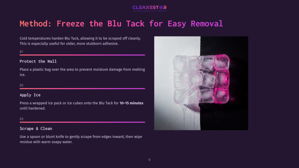 Close-Up Of Ice Cubes, Some Pink, Melting Against A Stark Black And White Background. The Image Illustrates A Method For Removing Blu Tack With Ice.