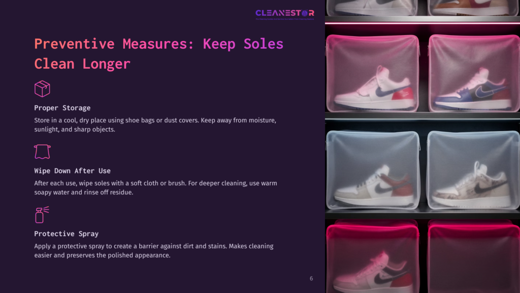 Preventive Measures To Keep Sneakers Clean Longer: Proper Storage In A Cool, Dry Place, Wiping Down After Use With A Soft Cloth, And Applying A Protective Spray.