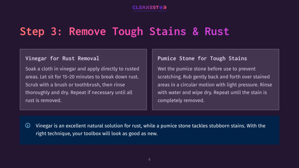 Step 3: Remove Tough Stains &Amp; Rust. Instructions For Removing Rust With Vinegar And Pumice Stone.