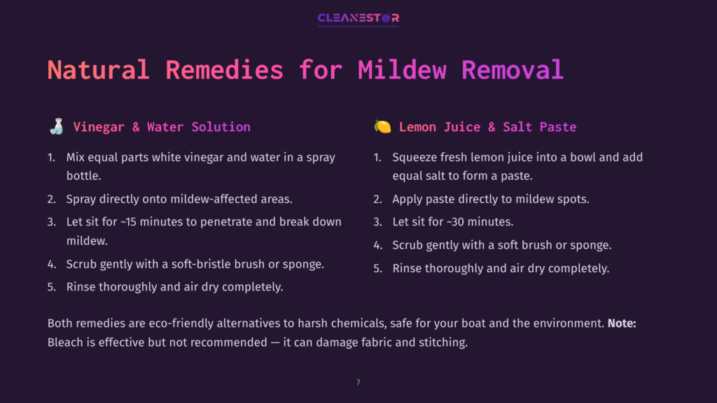 Natural Remedies For Mildew Removal: A Guide Comparing Vinegar And Water Solution With Lemon Juice And Salt Paste, With Step-By-Step Instructions And Eco-Friendly Tips.