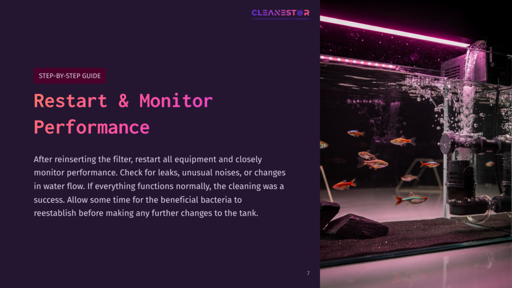 The Cleanestor Logo Is Displayed On A Dark Purple Background With Text Reading &Quot;Restart &Amp; Monitor Performance&Quot; And Step-By-Step Guide Instructions.