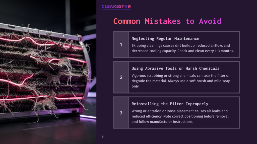 Close-Up Of A Heavily Clogged Air Conditioner Coil With Thick Dust And Debris, Obscuring The Metal Fins And Pink Heating Elements. The Image Highlights The Need For Regular Ac Maintenance.