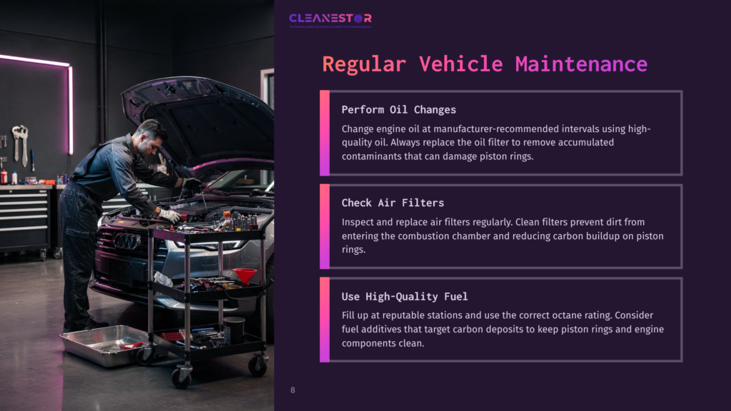 8 Regular Vehicle Maintenance Mechanic Performing Regular Vehicle Maintenance, Checking Engine Oil And Filters In A Well-Lit Garage. Text Overlay Reads &Quot;Regular Vehicle Maintenance.