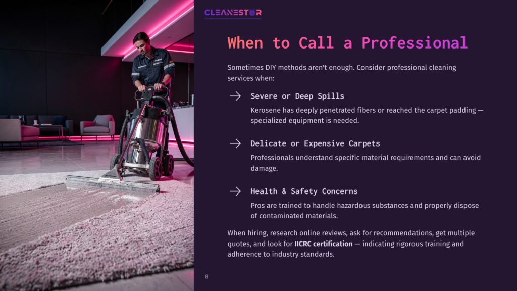 8 When To Call A Professional 1 A Professional Carpet Cleaner Uses A Powerful Extraction Machine On A Plush, Light-Colored Rug, Demonstrating When To Call A Professional For Deep Cleaning.