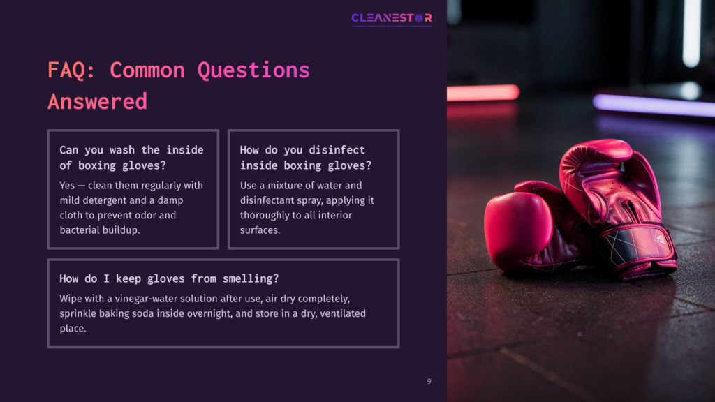 9 Faq Common Questions Answered Close-Up Of A Pair Of Vibrant, Dark Pink Boxing Gloves Resting On A Dark, Textured Floor. The Gloves Are Slightly Angled, With One Showing The Interior, And The Background Is Blurred With Hints Of Neon Lighting.