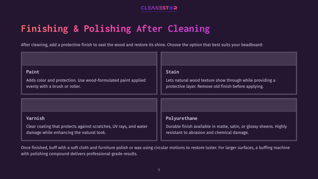 Diagram Comparing Wood Finishing And Polishing Options: Paint, Stain, Varnish, And Polyurethane, With Descriptions Of Each.