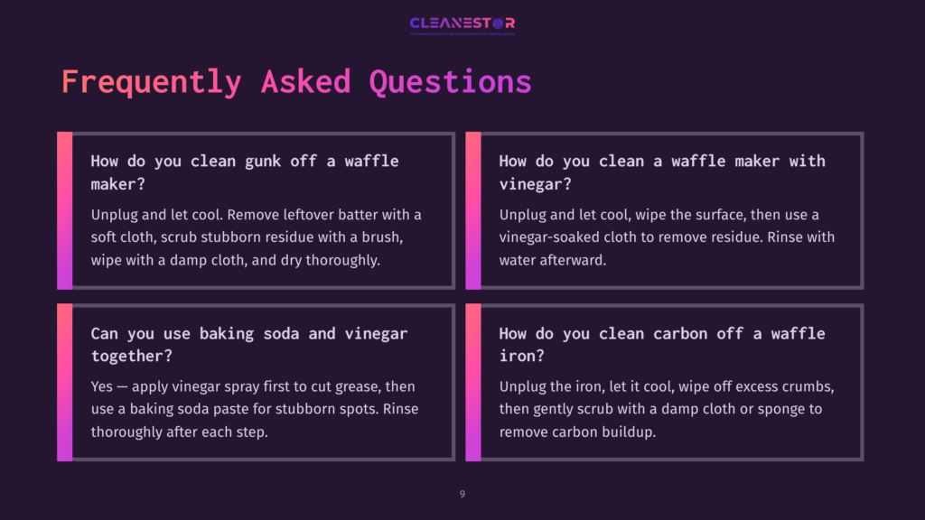 Frequently Asked Questions About Cleaning Waffle Makers: How To Clean Gunk, Vinegar, Baking Soda, And Carbon Buildup.
