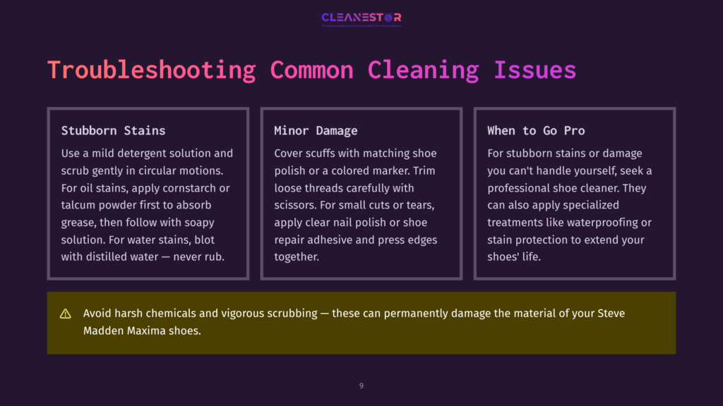 Troubleshooting Common Cleaning Issues For Steve Madden Shoes: Stubborn Stains, Minor Damage, And When To Go Pro.