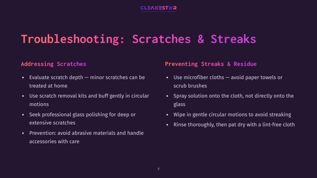 Troubleshooting Guide For Scratches &Amp; Streaks On Glass Surfaces, With Tips For Addressing And Preventing Them.
