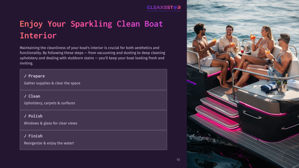Four People Relax On A Stylish Boat, Enjoying Drinks. A Modern Interior Features Upholstered Seating And Sparkling Glass Details.