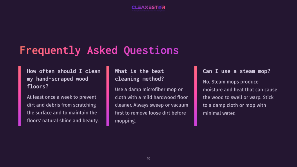 A Dark Purple Background With A Pink Gradient And A Dark Gradient At The Bottom. Text Reads &Quot;Frequently Asked Questions&Quot; In Large White And Pink Letters. Three Columns Of Text Ask And Answer Common Questions About Cleaning And Maintenance.