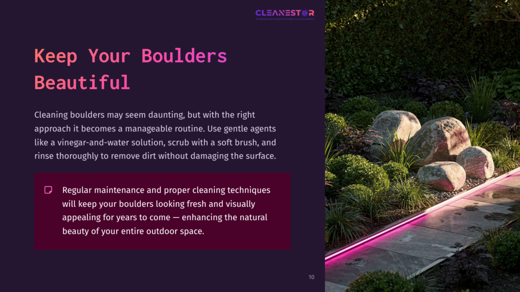 A Suburban Landscape Features Well-Maintained Boulders Surrounded By Greenery, With Soft Pink Lighting Accentuating The Scene.