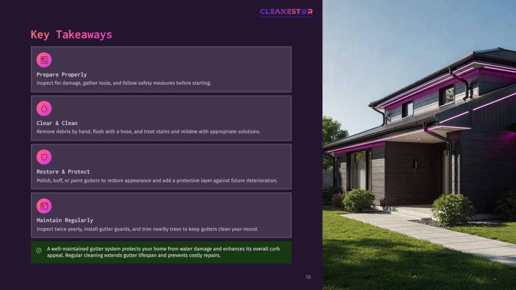 10 Key Takeaways 112 Modern House Exterior With Dark Siding And Bright Pink Led Gutter Lighting. A Well-Maintained Lawn Surrounds The House, With A Focus On The Cleanestor Gutter System.